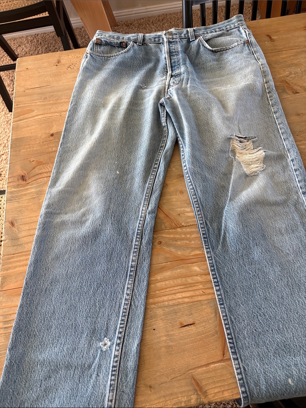 501 vintage button fly jeans.